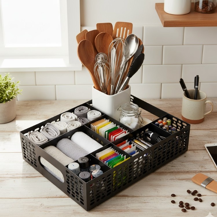 Modern Metal Storage Organizer | Multipurpose Table & Countertop Storage Rack