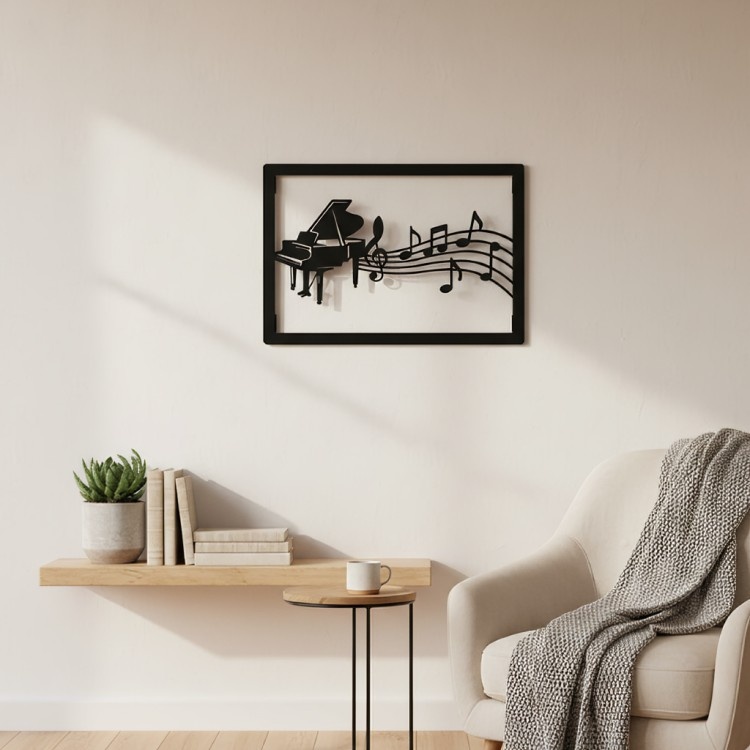 Piano-Inspired Metal Wall Decor _ Elegant Music Wall Art