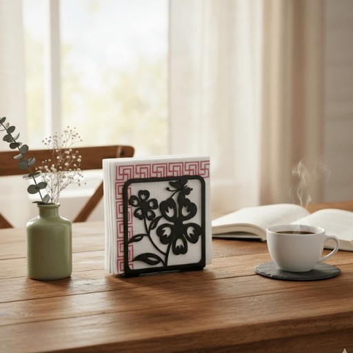 Vintage Butterfly Napkin Holder _ Decorative Metal Design