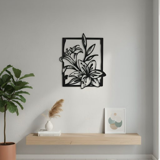 Floral Black Metal Wall Décor _ Matte Modern Wall Art