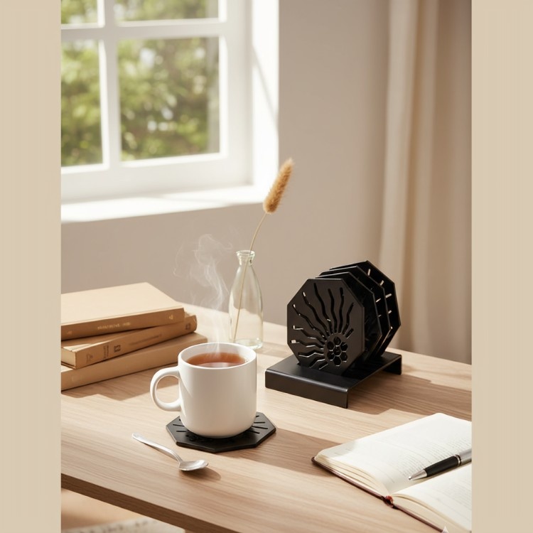 Rising Sun Metal Coasters _ Elegant Heat-Resistant Table Coasters