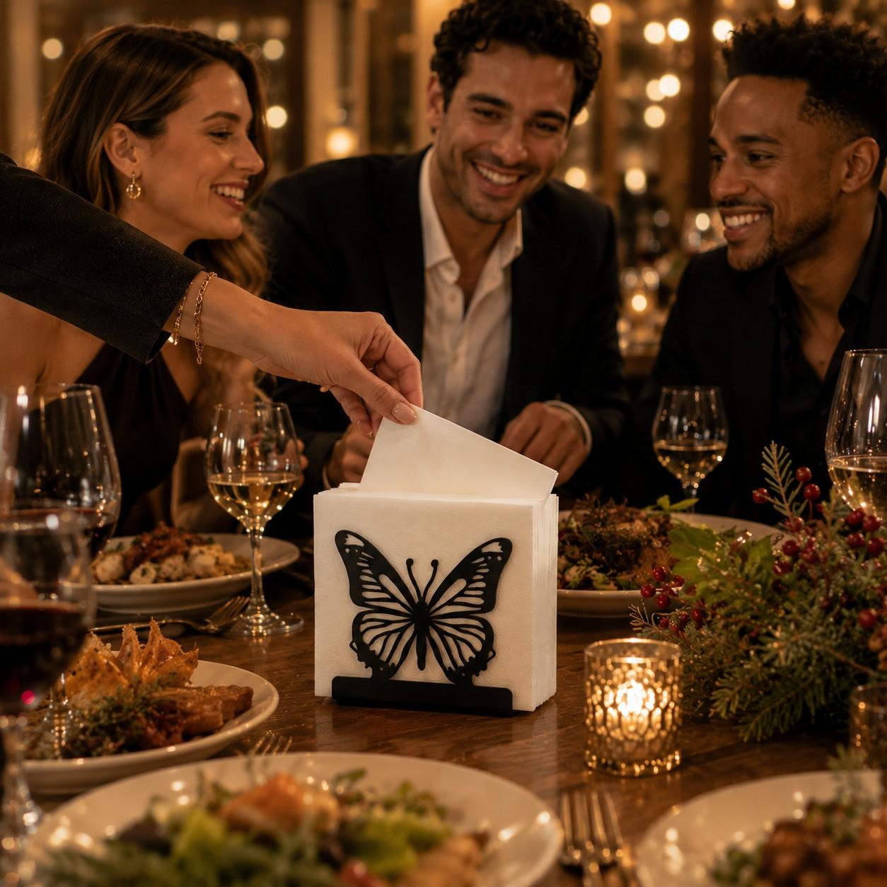 Elegant Butterfly Metal Napkin Holder in Powder-Coated Matte Finish for Home and Restaurant Use