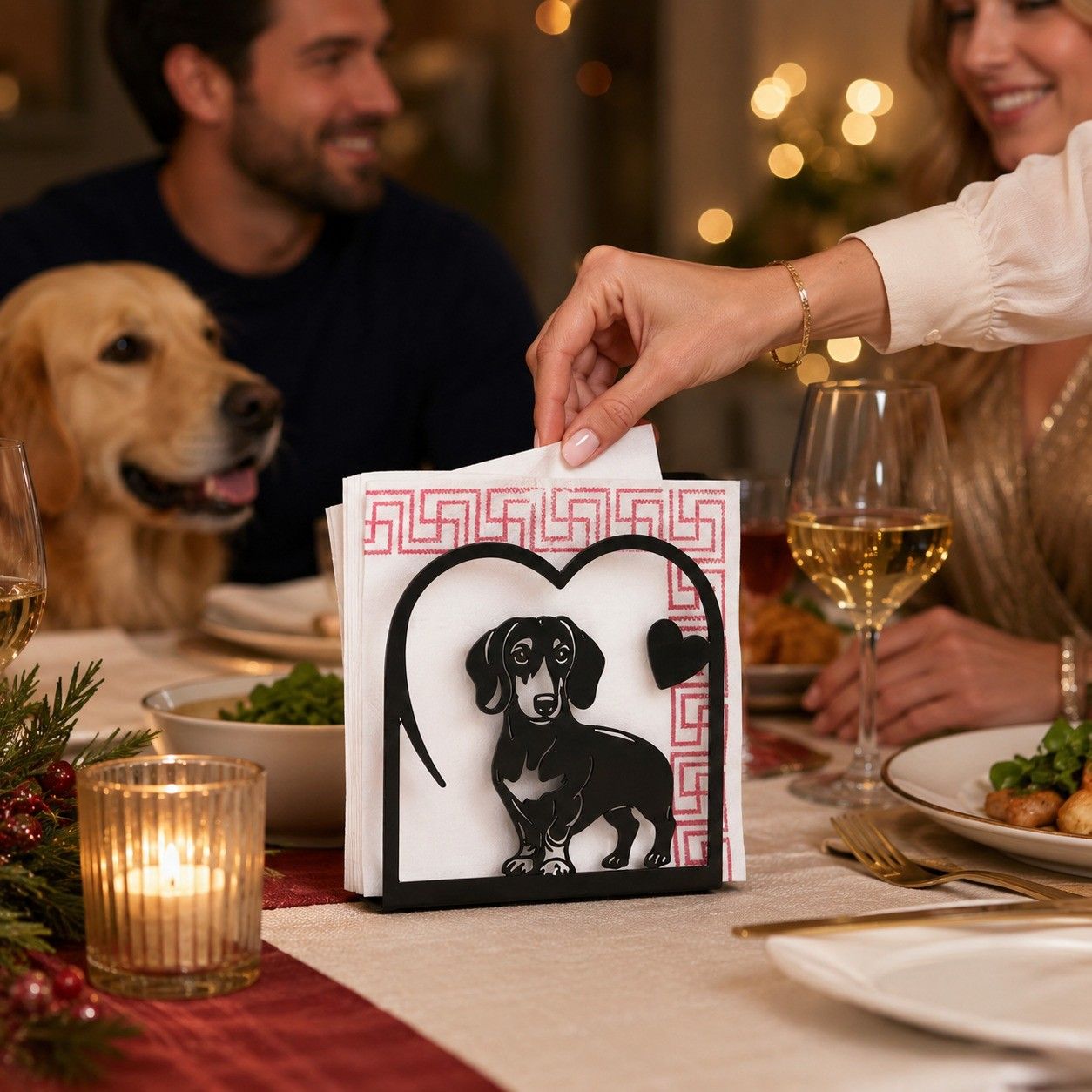 Dog Themed Metal Napkin Holder for Home Kitchens, Restaurants