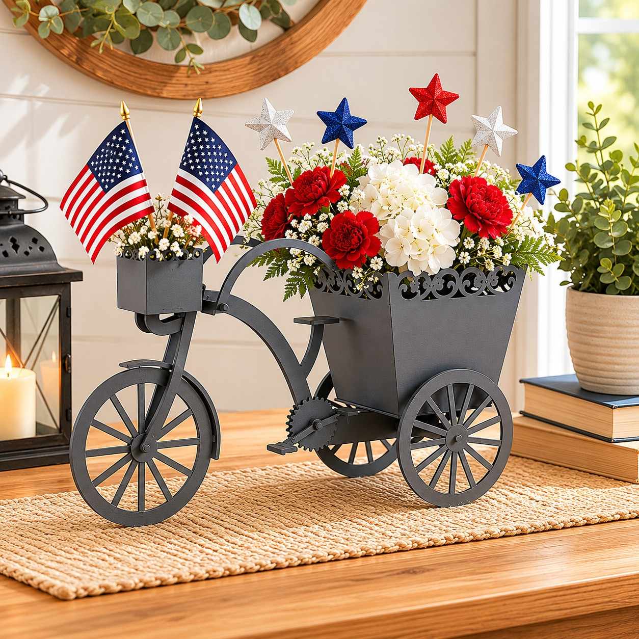 Large Vintage Metal Tricycle Decor for Living Room Centerpieces and Statement Shelf Displays