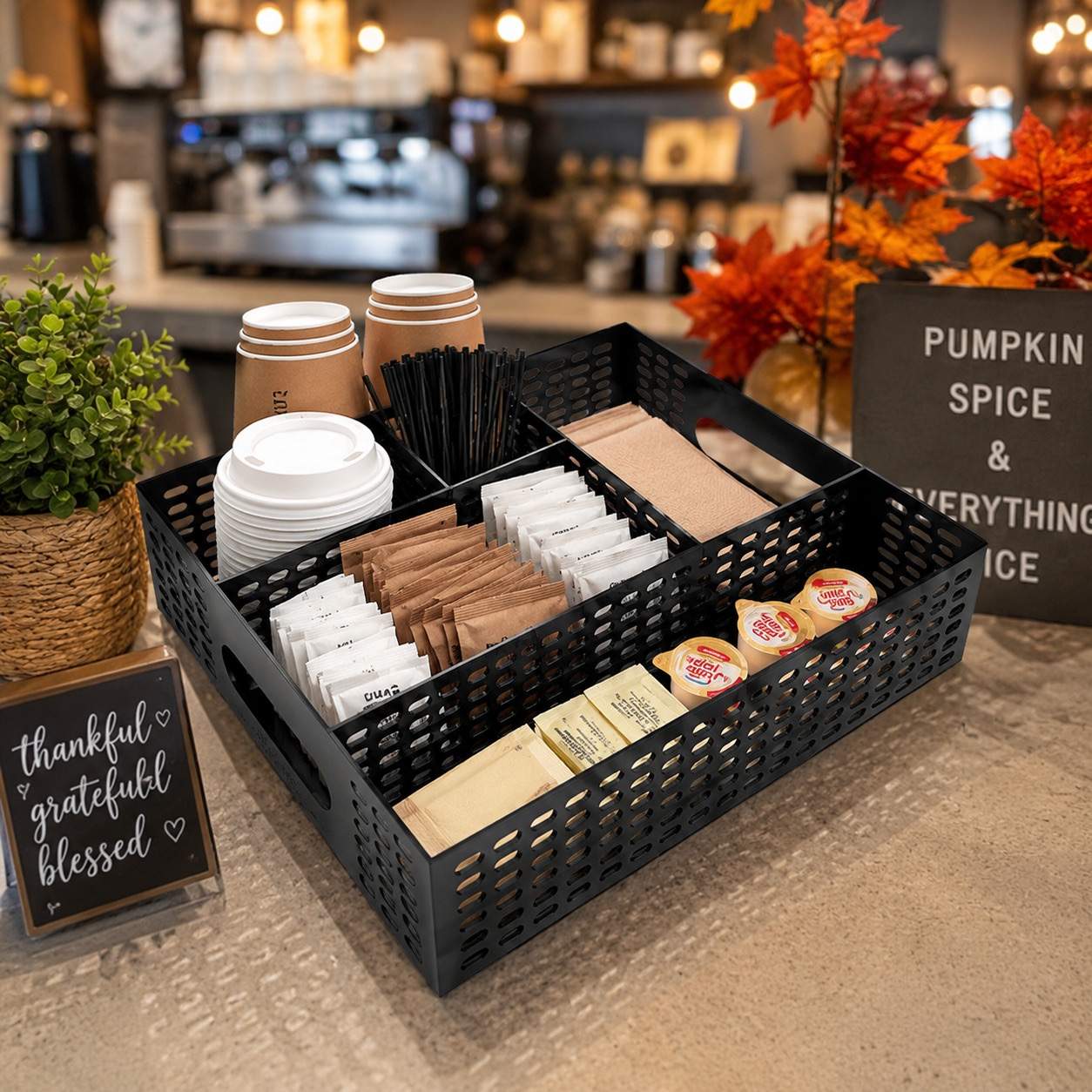 Multipurpose Metal Counter top Storage Rack with Laser-Cut Design for Kitchens and Offices
