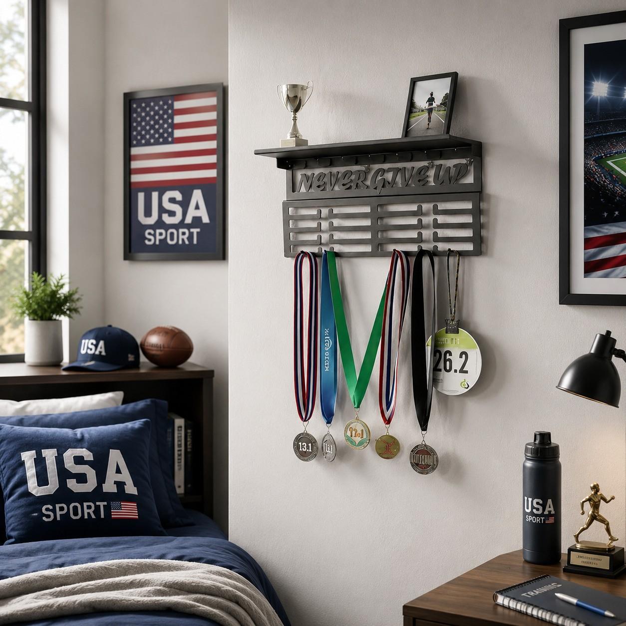 “Never Give Up” Inspirational Metal Wall Art for Modern Homes, Offices and Living Spaces