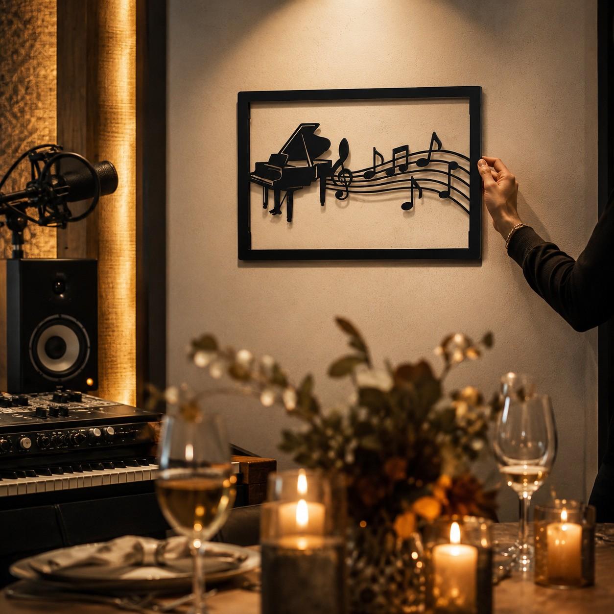 Piano Inspired Metal Wall Art for Music Lovers and Modern Living Rooms