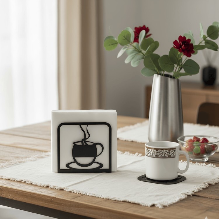 Coffee Mug Metal Napkin Holder | Dining Table Décor