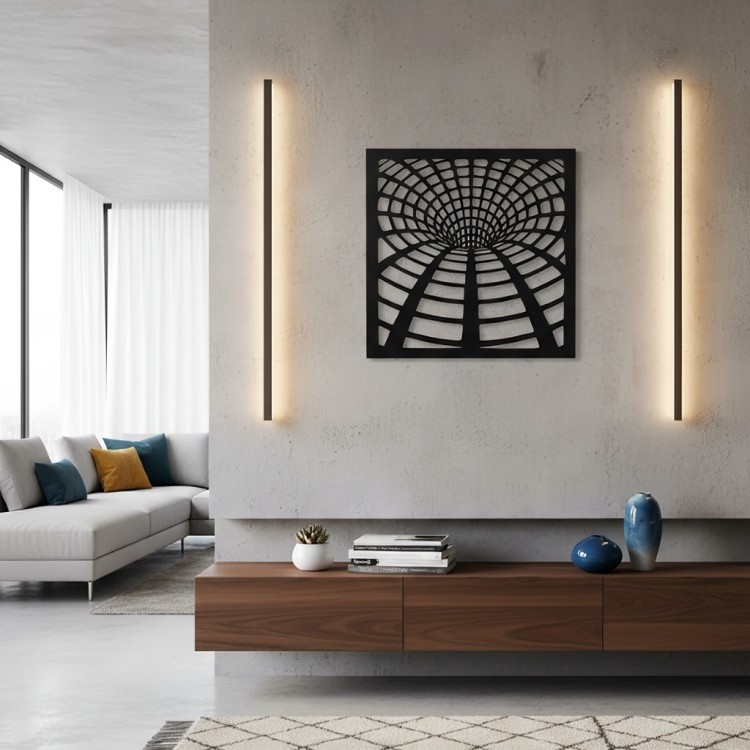 Modern 3D Geometric Metal Wall Art – Matte Black