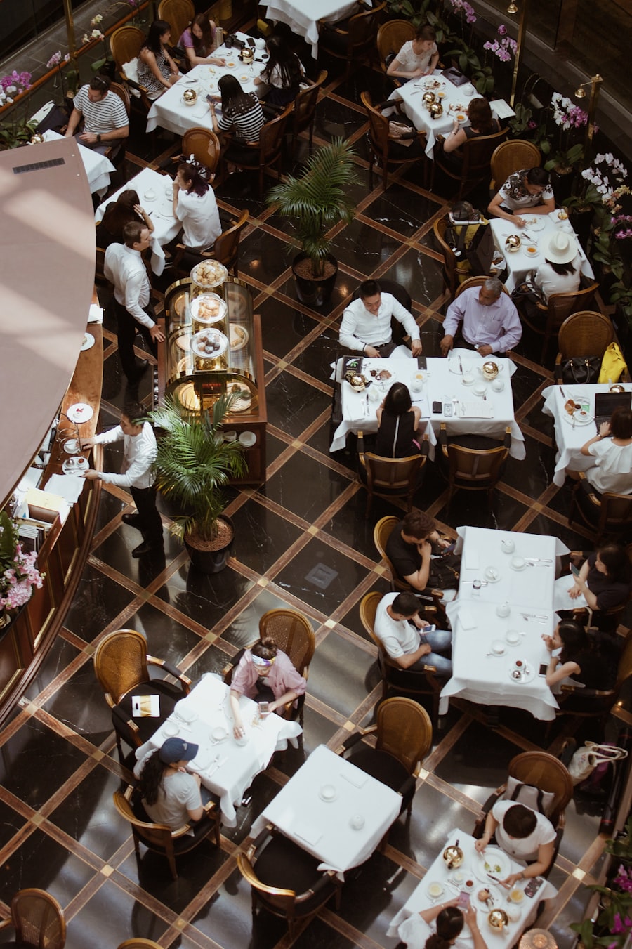 Restaurant interior with metal decor