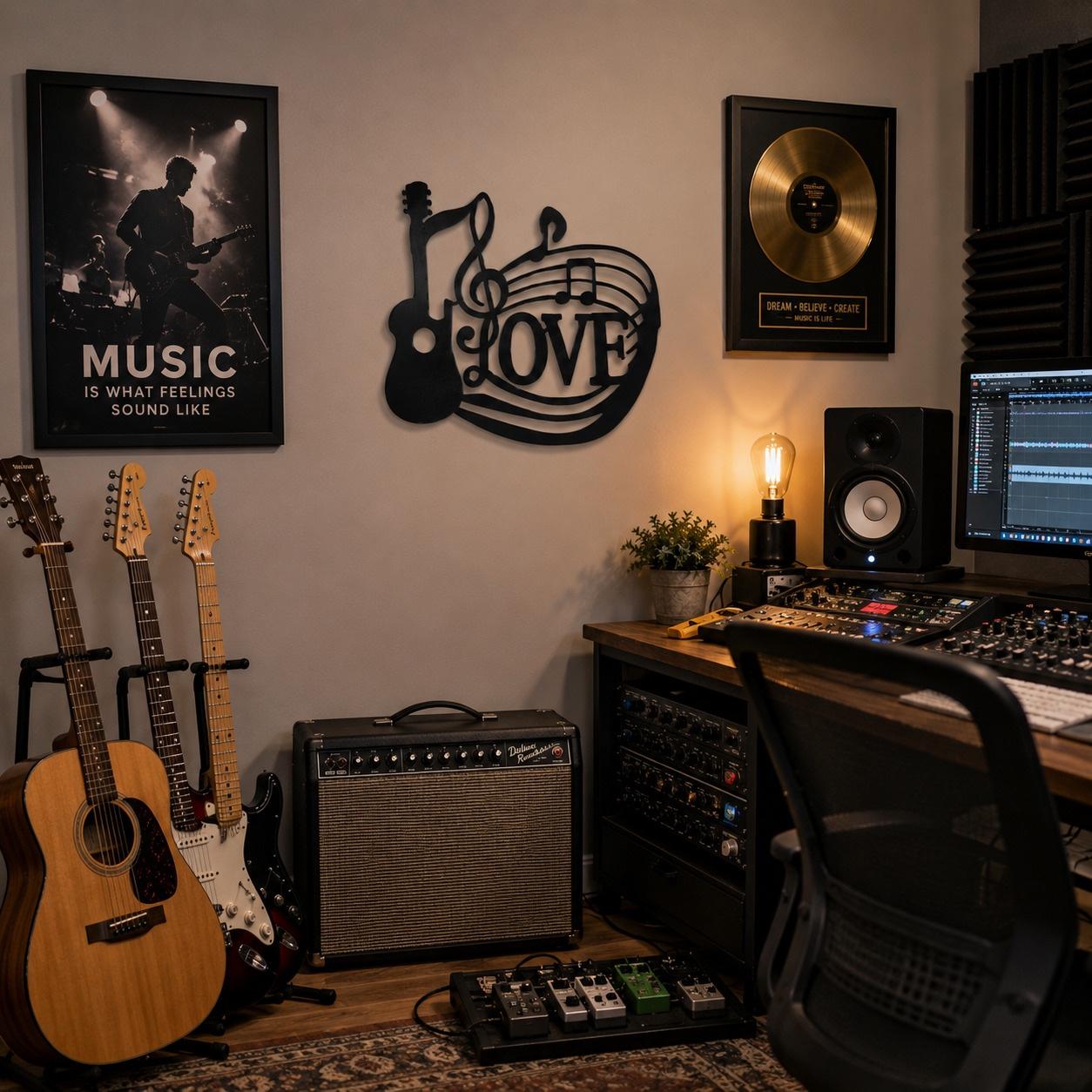 Love Music Metal Wall Decor  Modern Artistic Music Wall Art